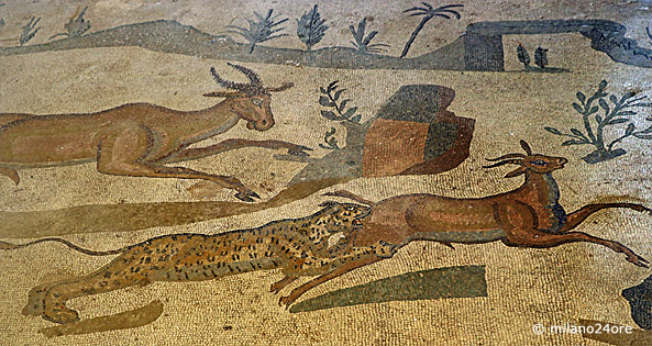 Mosaikfußboden mit Szenen der Jagd in der Villa Romana del Casale
